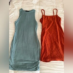 Etiquette Clothiers Blue and Orange Midi Dresses